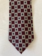Stafford Men's Necktie Tie Silk Maroon Gray Black Geometric Made in USA