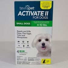 Tevrapet Activate II Flea Eggs Tick Lice for Small Dogs 4-10 lbs 4 Months