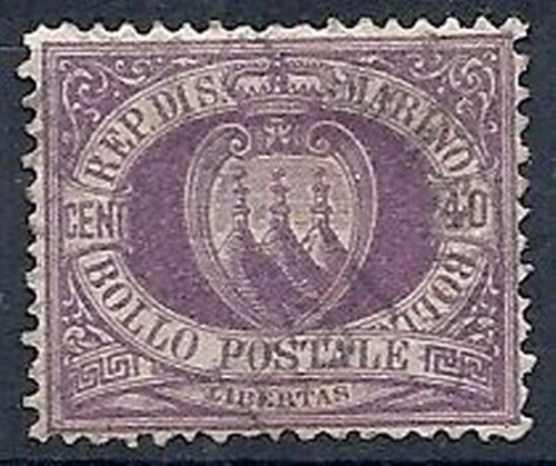 1877-90 SAN MARINO USATO STEMMA 40 CENT - RR10210 - 第 1/1 張圖片