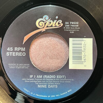 Nine Days, Absolutely (Story Of A Girl), If I Am, 7'' 45rpm Vinyl NM