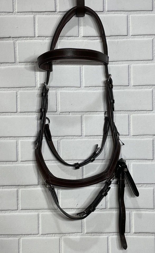 Rambo Micklem Leather Competition Bridle & Rubber Grip Reins PONY - DK HAVANA - Image 2 of 4