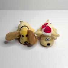 Set of 2 Vintage Kennel Kuddlees Puppy Dog Stuffed Animal Plush With Collar