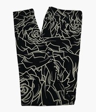 LuLaRoe Leggings OS One Size Halloween Floral BLACK Bold ROSE Modern Yoga Waist
