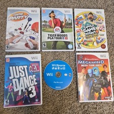 Nintendo Wii 6 Game Bundle Lot Tested - Just Dance 3, Sports, Tiger Woods + More