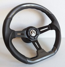 Volant compatible avec VW bois noir fond plat Golf Corado Mk2 Mk3 88-96