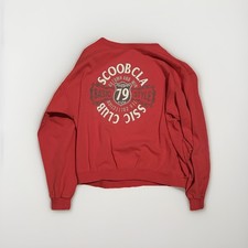 Red Graphic Print Crew Neck Pullover Sweatshi...