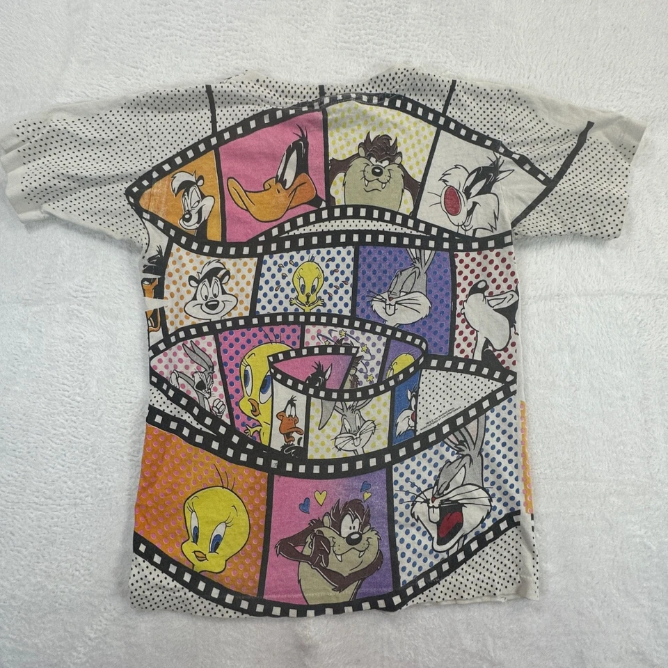 Винтажная футболка 90-х с принтом Looney Tunes молодежная одинарный шов наковальня - Изображение 4 из 4