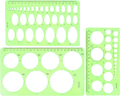 Circle Template for Drawing Drafting, Ymapinc 3Pcs Plastic Circle/Oval Shape Ste
