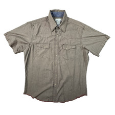 Wrangler Men's L/XL Brown Western Pearl Snap SS Wrancher Shirt SEE DESCRIPTION