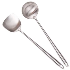17” Wok Spatula and Ladle - 304 Stainless Steel Wok Tools Set, 2-Pieces Extra...