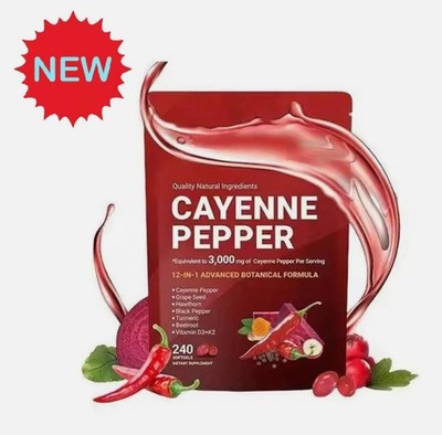 Cayenne Pepper 3000mg +11 Botanicals Softgels ~ Plant-Based-Circulatory Support&