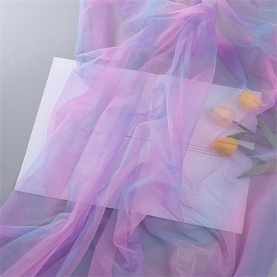 Kettenstricktechnik Regenbogen Netz Stoff Sechseck Netz Farbverlauf Design