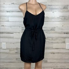 Madewell Silk Daybreak Drawstring Sheath Dress Women’s Size 2 Black Pockets