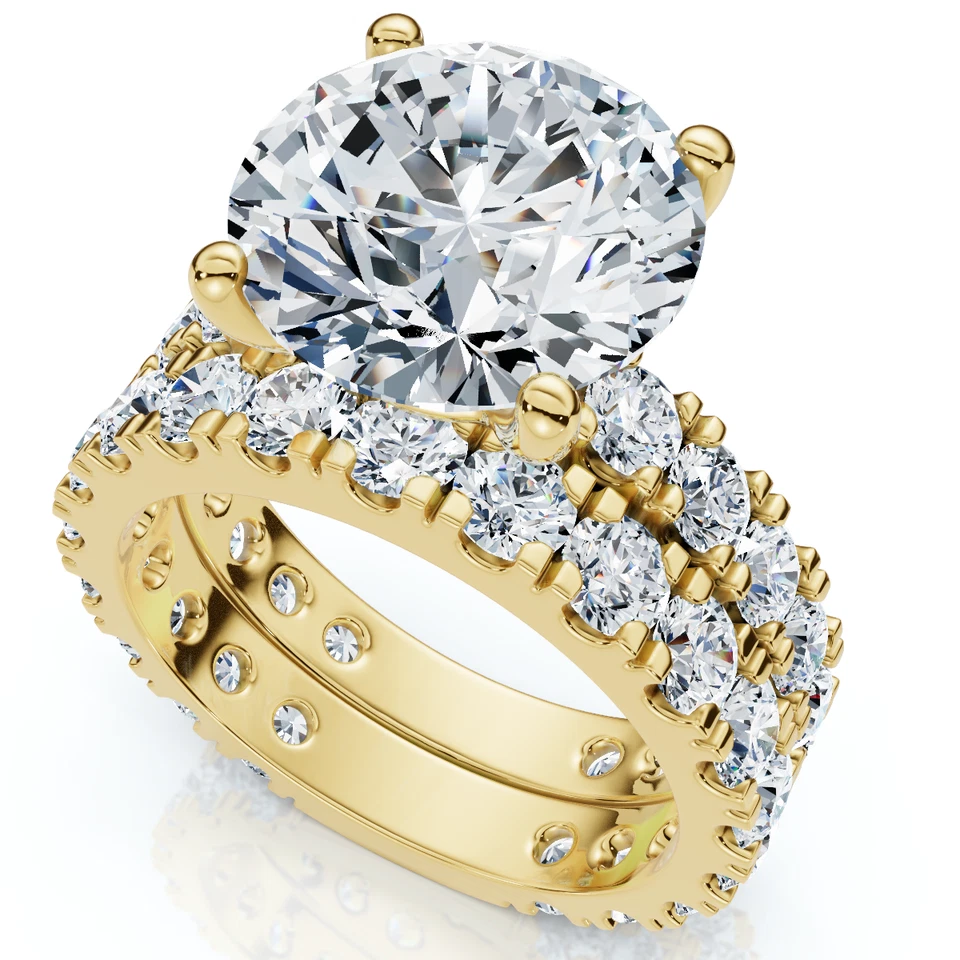 Certified 4 - 7Ct Diamond Engagement Wedding Ring Set 14k Gold Lab Grown (G/VS)