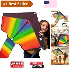 Weatherproof 42" Rainbow Kite - Easy Assembly for Outdoor Fun Kids Adults