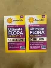 2 New RenewLife Women's Care Ultimate Flora Probiotic 50 Billion CFU - Ex. 03/27