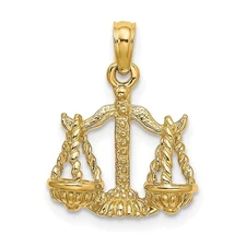 10k Yellow Gold 3-D Libra Zodiac Pendant