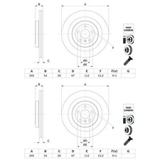 2X BOSCH BREMSSCHEIBEN Ø345mm HINTEN PASSEND FÜR MERCEDES-BENZ GL-KLASSE GLE