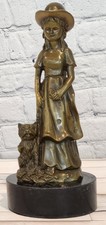 Milo Bronze Victorian Child and Dog Vintage Style Collectible Sculpture Art