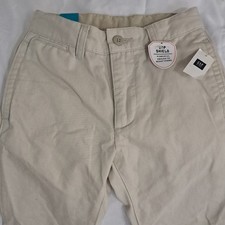 GAP Men's Slim Beige Chino Pants Adjustable Waist Stain Resistant Flat Front