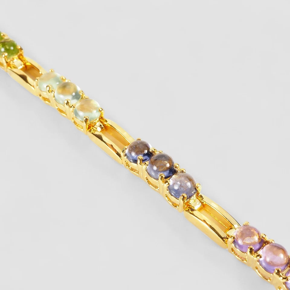 Multicolor Gemstone Fine Bracelet Tanzanite Amethyst Peridot 925 Sterling Silver - Image 2 of 4