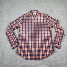J Crew Shirt Men Medium Red Plaid Secret Wash Organic Cotton Button Down Classic