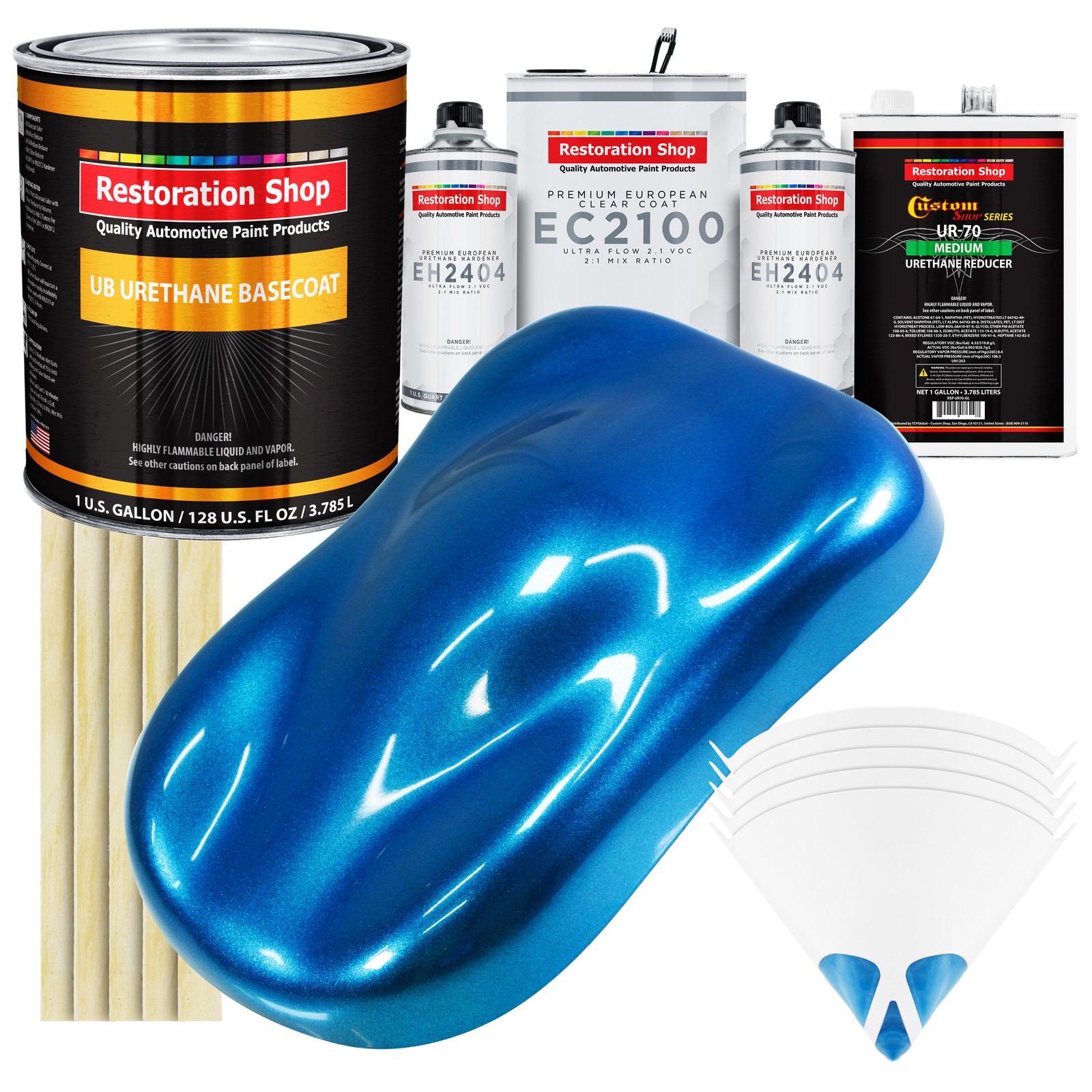 True Blue Firemist Urethane Basecoat Gallon Kit with European Clear Coat  