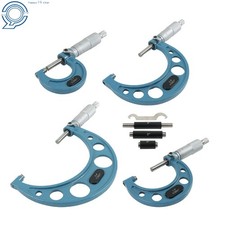 4 Pieces 0-4 Inch Outside Micrometer Precision 0.0001 Inch Carbide Tipped New