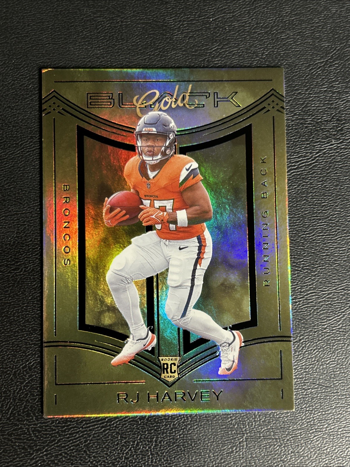 2025 Panini Black RJ Harvey Black Gold SSP Case Hit RC Denver Broncos 