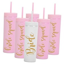 16oz Skinny Tumblers.Bachelorette Party Cups.Engagement Bride  Bride Squad