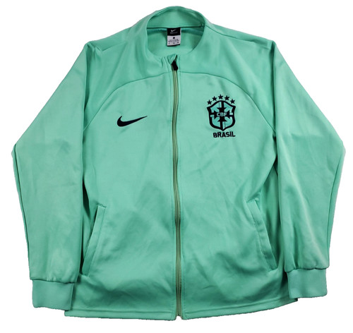 Nike Brazil CBF Soccer Track Jacket Men’s Small Green Dri-FIT Full Zip