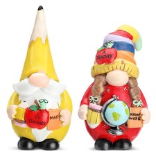 2 Pcs Teacher Gnomes Resin Figurines Back to School Classroom Office Desk Home D