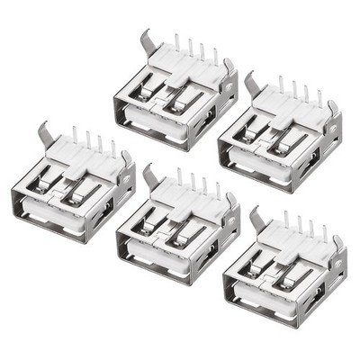 PCB USB Connector 2.0 Type-A Female Jack 90 Degree Soldering Bend Foot 5X