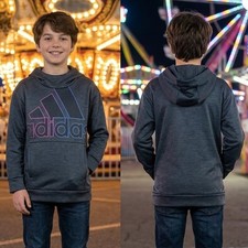 Adidas Gray Hoodie Sweatshirt Boys M 10 12 Colorful Logo Colorful