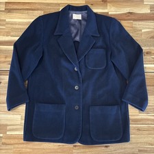Vtg Pendleton Women L Navy Blazer 100 Wool Open Pockets