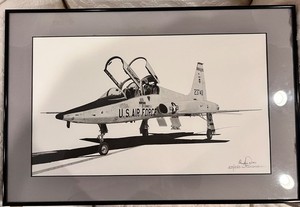 Joe Plummer Lithograph Vintage Aviation Print T38 signed #407x450