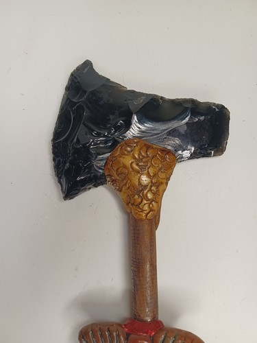 Vintage Azteken Maya Onyx handgeschnitzte mexikanische Obsidian Steine Krieger Axt 13 Zoll - Bild 7 von 7