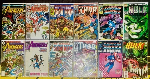 Lot Of 12 Marvel Comic Book Comics Mixed Vintage Avengers Iron Man Hulk Captain