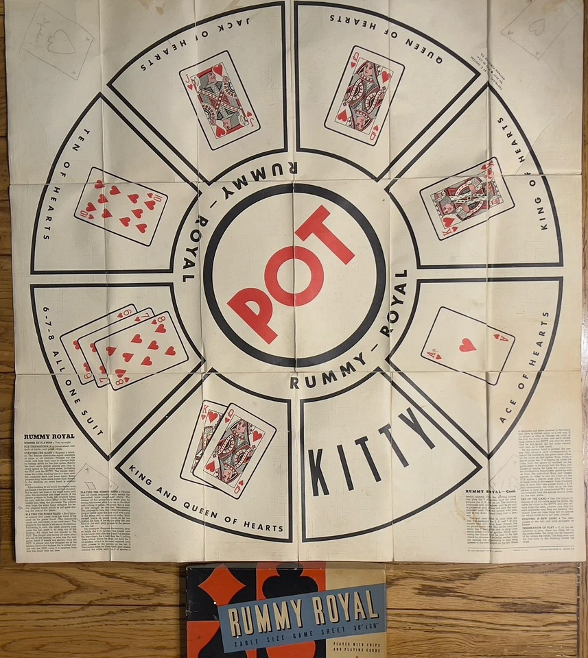 Vintage 1962 Whitman Royal Rummy Table Size Game Sheet 30" X 30" - Image 2 of 3