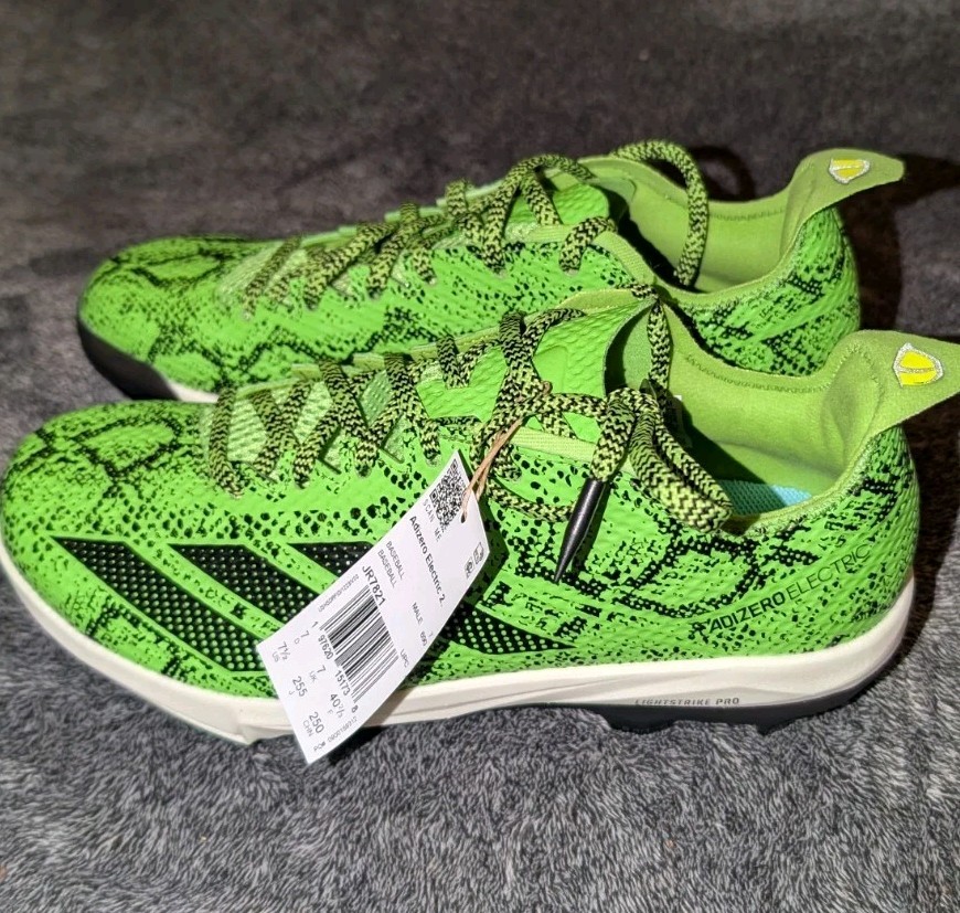 Adidas Adizero Baseball Cleats Electric 2 Green Mamba JR7821  display picture 3