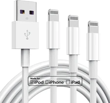 3 Pack Apple Mfi Certified Charger Cable 6Ft, Lightning to USB Cable Cord 6 Foot