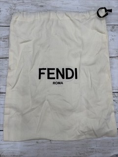 Authentic Fendi Roma Cream Cotton Drawstring Dust Bag Handbag Storage