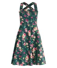 JOE BROWNS GREEN FLORAL PRETTIEST  PINAFORE DRESS - SIZE 14 - RRP £60