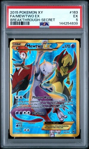2015 POKEMON XY BREAKTHROUGH SECRET #163 FULL ART/MEWTWO EX PSA 5
