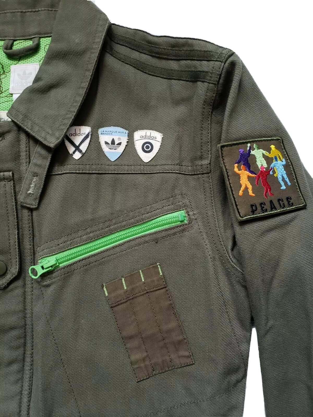 Adidas Women's Army Green Military Field Jacket Size … Gem