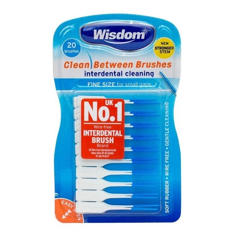 Wisdom Clean Between Interdental Brushes Fine Blue β Pack of 6 (120 Brushes) - Picture 2 of 5