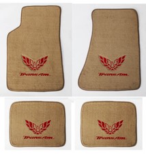 New Carpet Floor Mats Tan 1982-2002 Firebird Trans Am Embroidered Logo On All 4 New Carpet Floor Mats Tan 1982-2002 Firebird Trans Am Embroidered Logo On All 4