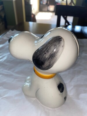 Vintage Snoopy Ceramic Coin Bank, Quadrifoglio,Hand Painted Italy