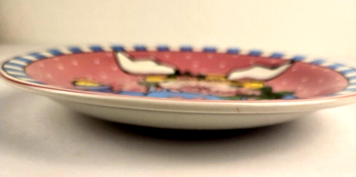 Studio 33 Easter White Bunny Rabbit Plate Pink/Blue In Watering Can 8" - Picture 4 of 5