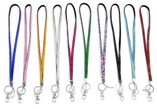 1 SPARKLE Acrylic Rhinestone Style ID Card Lanyard Neck Strap Swivel Metal Clip - Picture 1 of 32